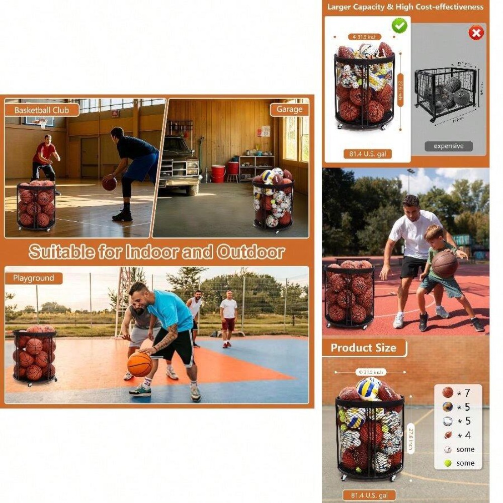 Heavy Duty Ball Storage Bin Ca - Sports Equipment Storage 评论和价格